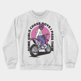 Motorcycle Girl with Helmet Crewneck Sweatshirt